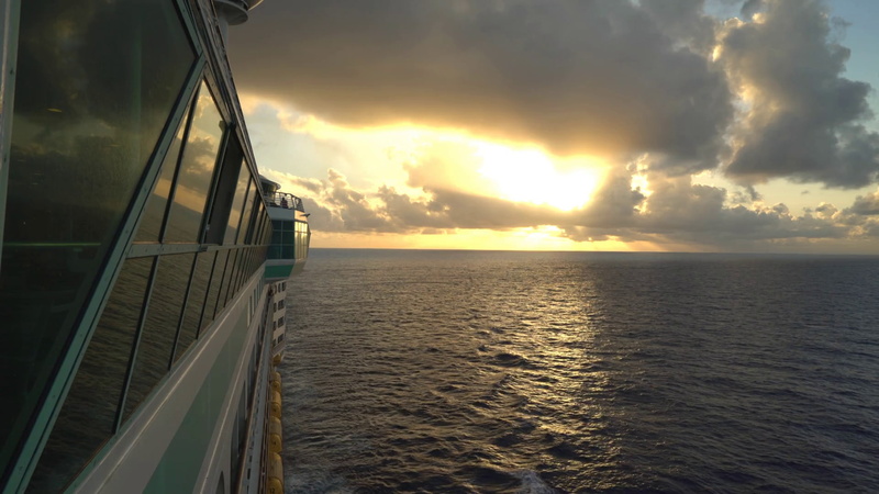 water, 1080P, sea, sunset, cruise ship