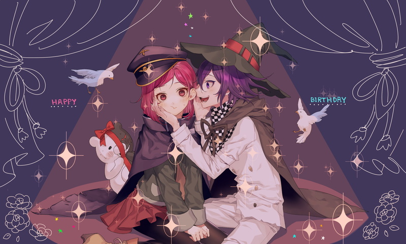 indoors, females, women, danganronpa v3, witch hat, real people, portrait, nature, Anime, monokuma, yumeno himiko, digital composite, looking at camera
