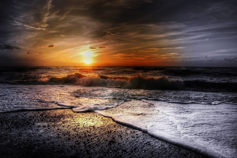 summer, color Image, clouds, evening, land, evening sky, golden, dramatic Sky, coast, reflection, tranquility, abendstimmung, scenics - nature, romance