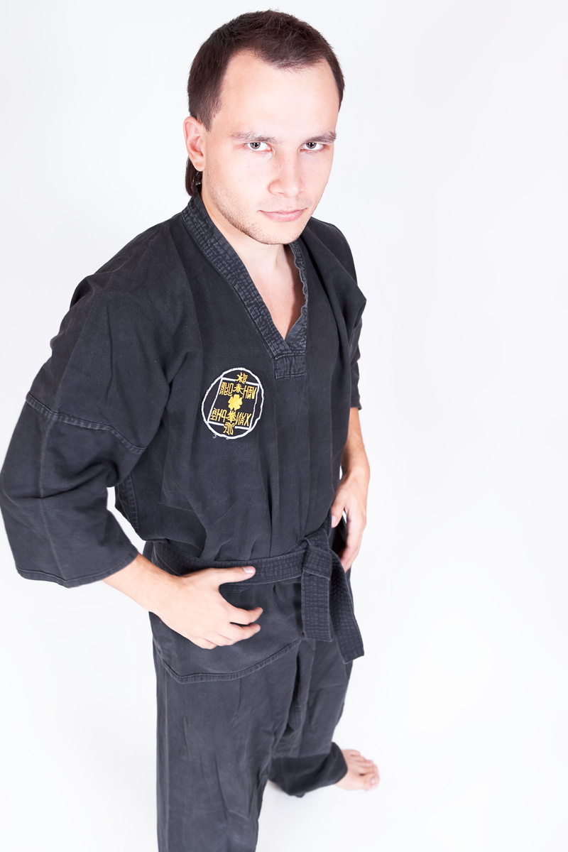 confidence, costume, con2011, gi, martial, body, karate, skill, indoors, standing, mid adult men, male, hobby, do, taekwondo, white background, kwon, warrior