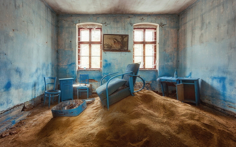 720P, sand, old, abandoned, house, interior