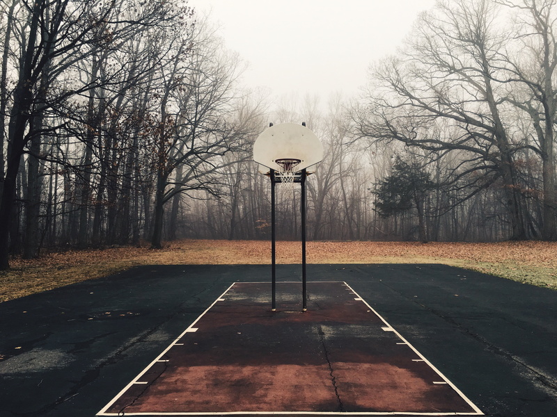 park, 4K, tree, woods, nature, basketball - sport, street light, autumn, black, road, basketball hoop, direction, photo, street, park - man made space