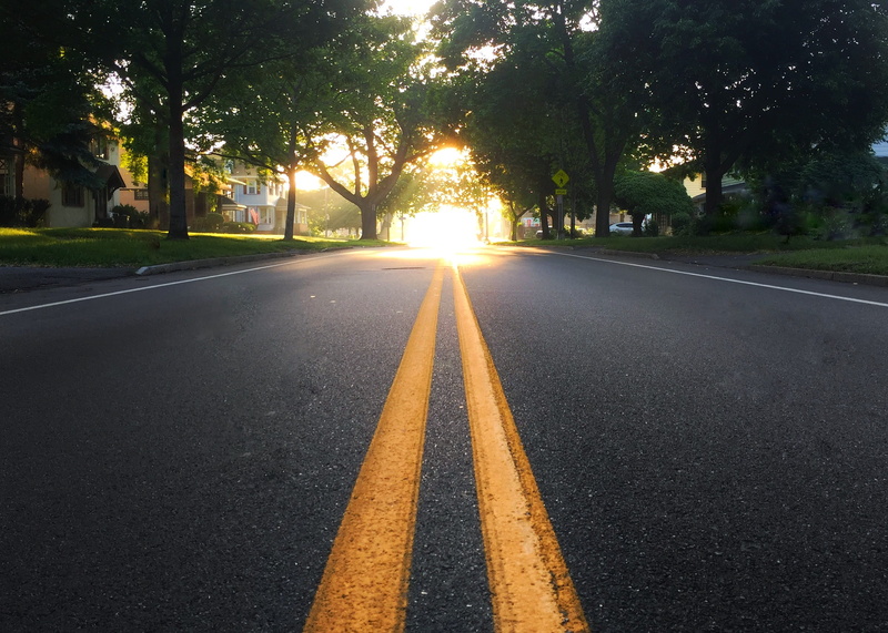 asphalt, plant, group 14621, balance, rochester, street, no people, the way forward, trees, city, sun, outdoors, transportation, tree, marking, 2K, lens flare