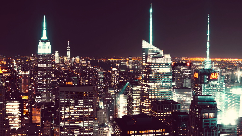sunlight, photography, sunset, 4K, night, city lights, architecture, Empire State Building, New York City, landscape, city, cityscape