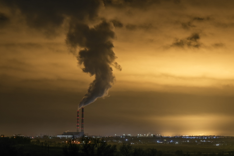 animal, cloud, atmospheric, industry, sky, bird, fog, power plant, fumes, agelaius, blackbird, condo, smoke stack, no people, coming, architecture, environmental issues