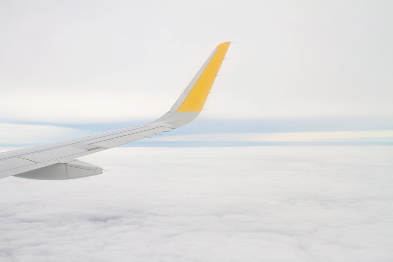 blue sky, cloudscape, white, traveling, no people, aircraft wing, beauty in nature, motion, mode of transportation, high, wing, airplane, transport, calm
