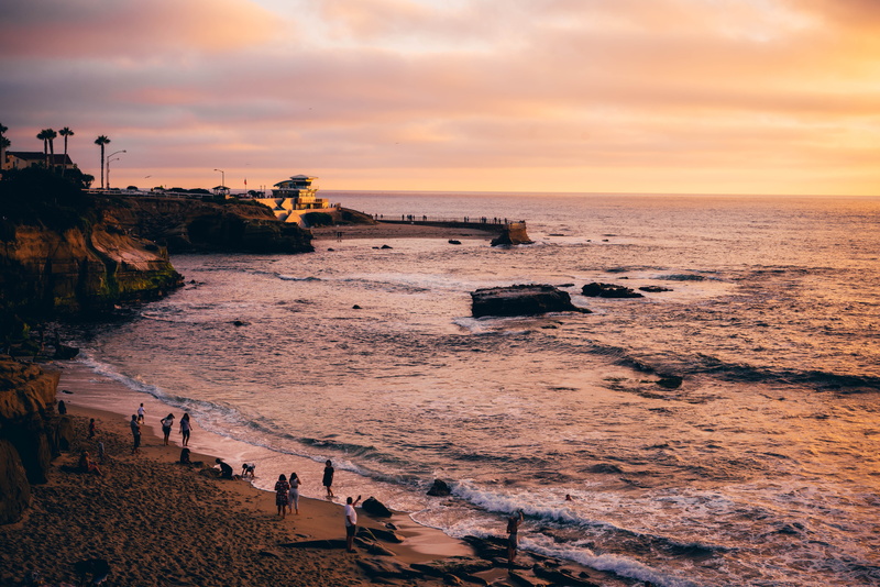 beach, united states, la jolla, socal, sunset, tranquil scene, water, chill, 8K, summer, san diego, scenics - nature, cali, california, land, sky, sea