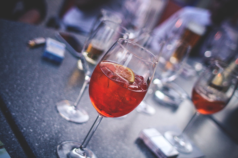 wineglass, aperol, Aperol Spritz, cafe, food and drink, table, bar, cocktail, celebration, close-up, liquid, drink, crockery, Party, indoors, alcohol, glass - Material