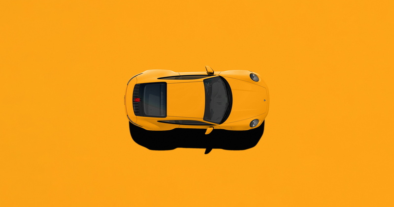 2K, artwork, vehicle, Porsche, yellow background, car
