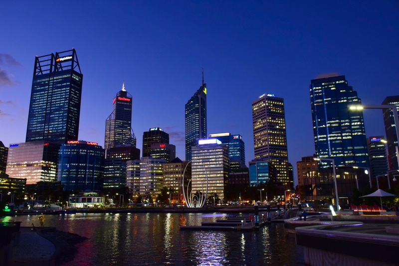 tower, skyscraper, no people, western australia, office building exterior, urban skyline, modern, city, outdoors, australia, built structure, perth, photography