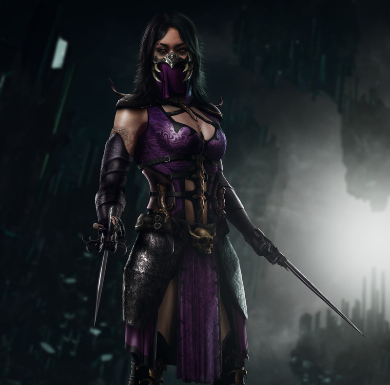 video game characters, fan art, red eyes, Mortal Kombat, artwork, 720P, video game art, dark hair, video game girls, digital art, Mileena (Mortal Kombat)