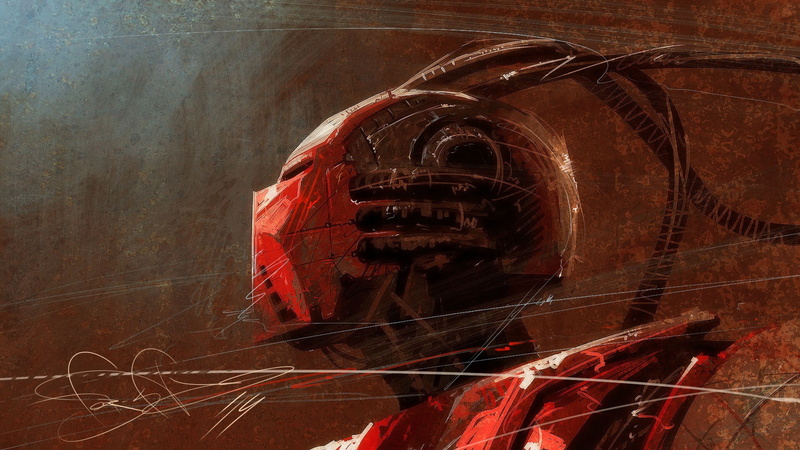 arts culture and entertainment, cyborg, concept art, art and craft, red, motion, DeviantArt, 1080P, mode of transportation, brown, close-up, Sergey Svistunov
