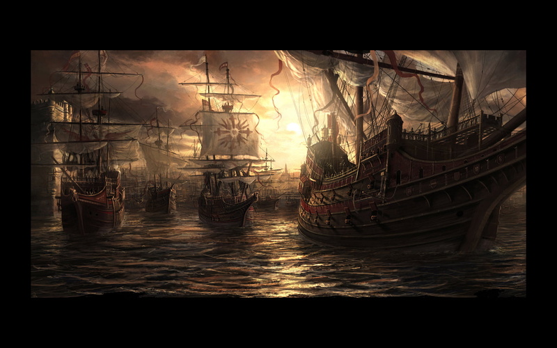 fire, sea, water, day, passenger craft, transportation, sunset, 720P, nautical vessel, fantasy art, burning, artwork, basket, brown, outdoors