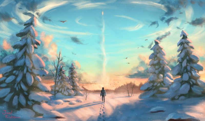 x, artwork, px, digital, art, 2K, digital art, 3000x1779 px, Landscape, BIRDS, hd, games, rocket, starcraft, snow, video