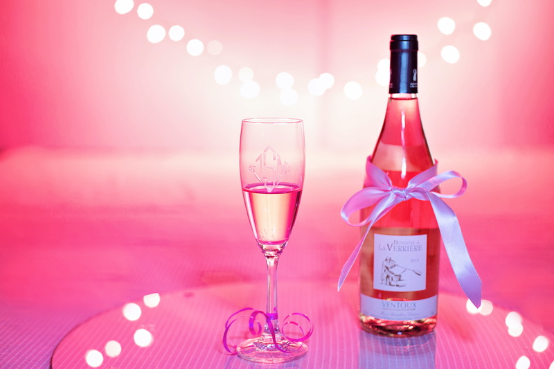lighting equipment, champagne flute, birthday, wine bottle, holiday, white, household equipment, pink wine, drink, pink color, glass - material, close-up