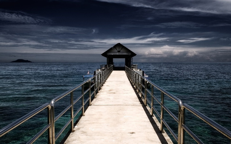 island, sea, sky, pier, direction, cloud - sky, water, built structure, nature, horizon, horizon over water, diminishing perspective, architecture, 720P