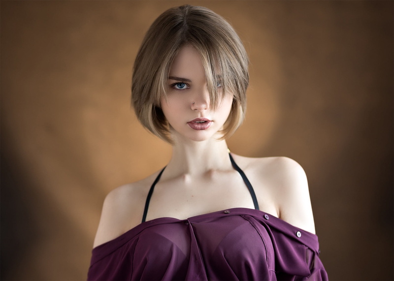contemplation, young women, background, clothing, young adult, front view, Anastasia Yumashev, haircut, portrait, s, 1080P, women, fashion, females, fashion model