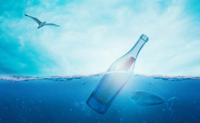 photomanipulation, marine, animal themes, vertebrate, Photoshop, Swim, sea, Message, animals in the wild, water, mid-air, cloud - sky, Fish, Ocean, Design