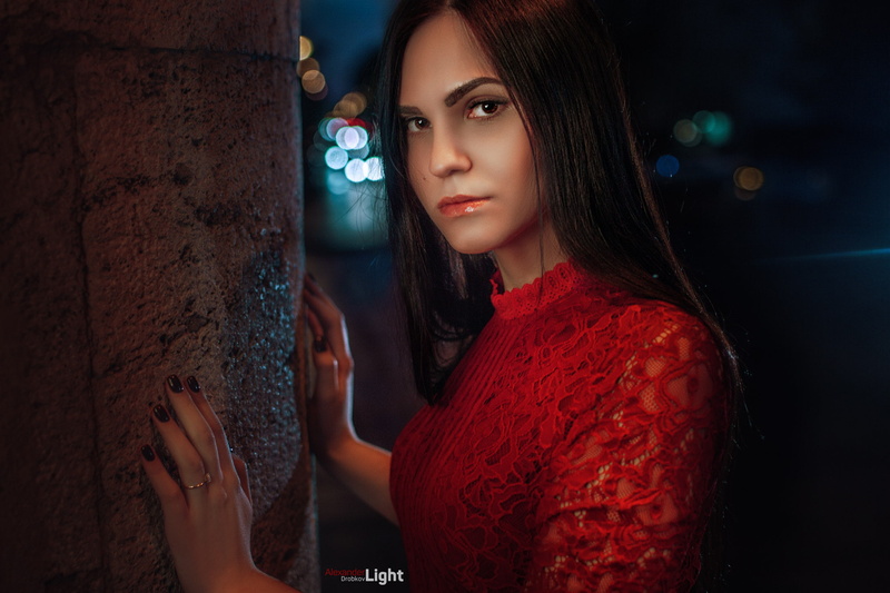 1080P, women, red, leisure activity, Alexander Drobkov, black nails, young women, teenager, model, portrait, looking, one person, young adult, waist up