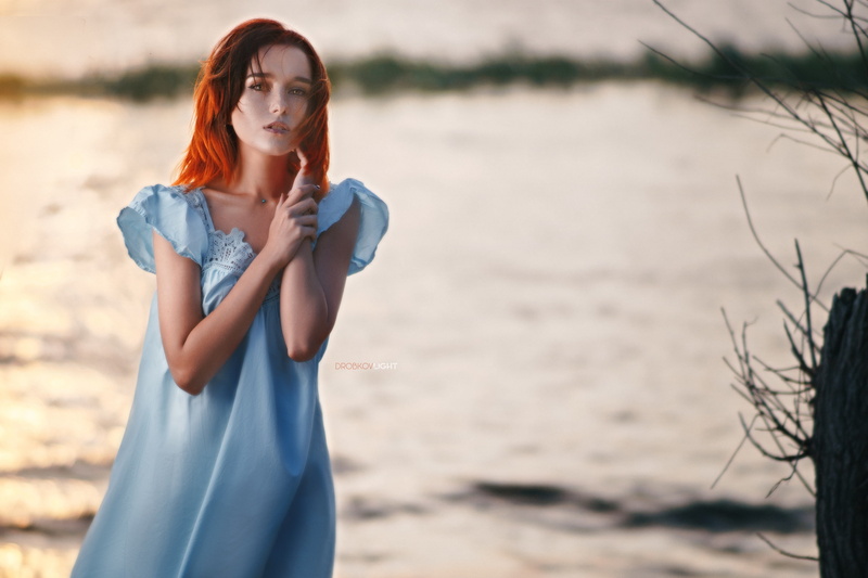 hairstyle, real people, casual clothing, beach, lifestyles, water, 2K, adult, sea, redhead, young adult, beautiful woman, Alexander Drobkov, land, portrait
