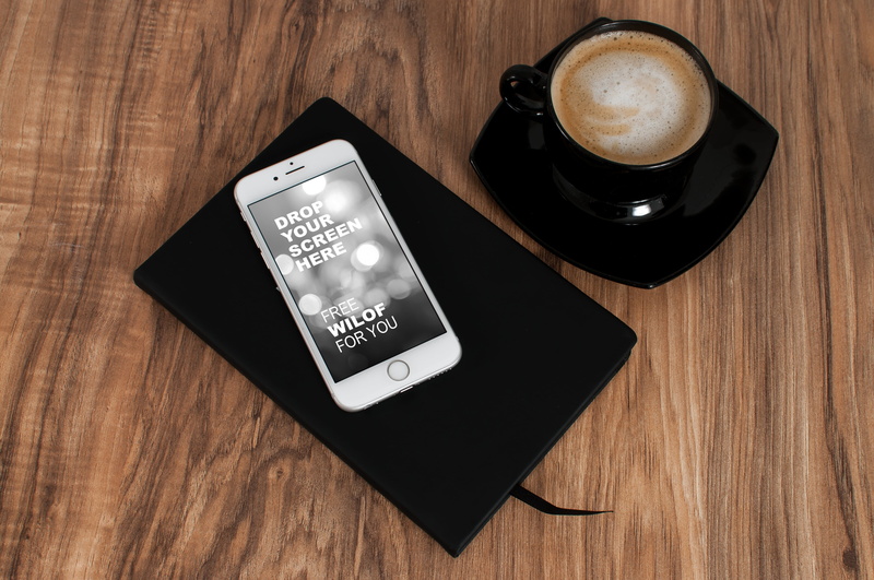 brown, mug, tray, black Color, coffee - Drink, mobile Phone, telephone, apple, close-up, coffee Cup, concepts, table, saucer, coffee, wood grain, backgrounds
