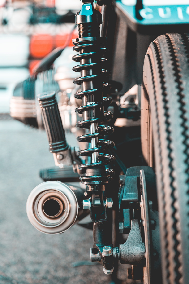 sport, close-up, drive, motor, exhaust, focus on foreground, 5K, coilover, bicycle, vehicle part, motorbikes, transportation, photography, motorcycle