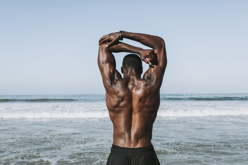 guy, fit, ocean, lifestyles, person, leisure activity, nature, male, front, horizon over water, back, muscular, muscles, backside, land, 4K, shirtless