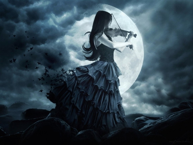 Fantasy, 480P, anime, woman, playing, Violin, Women, Music