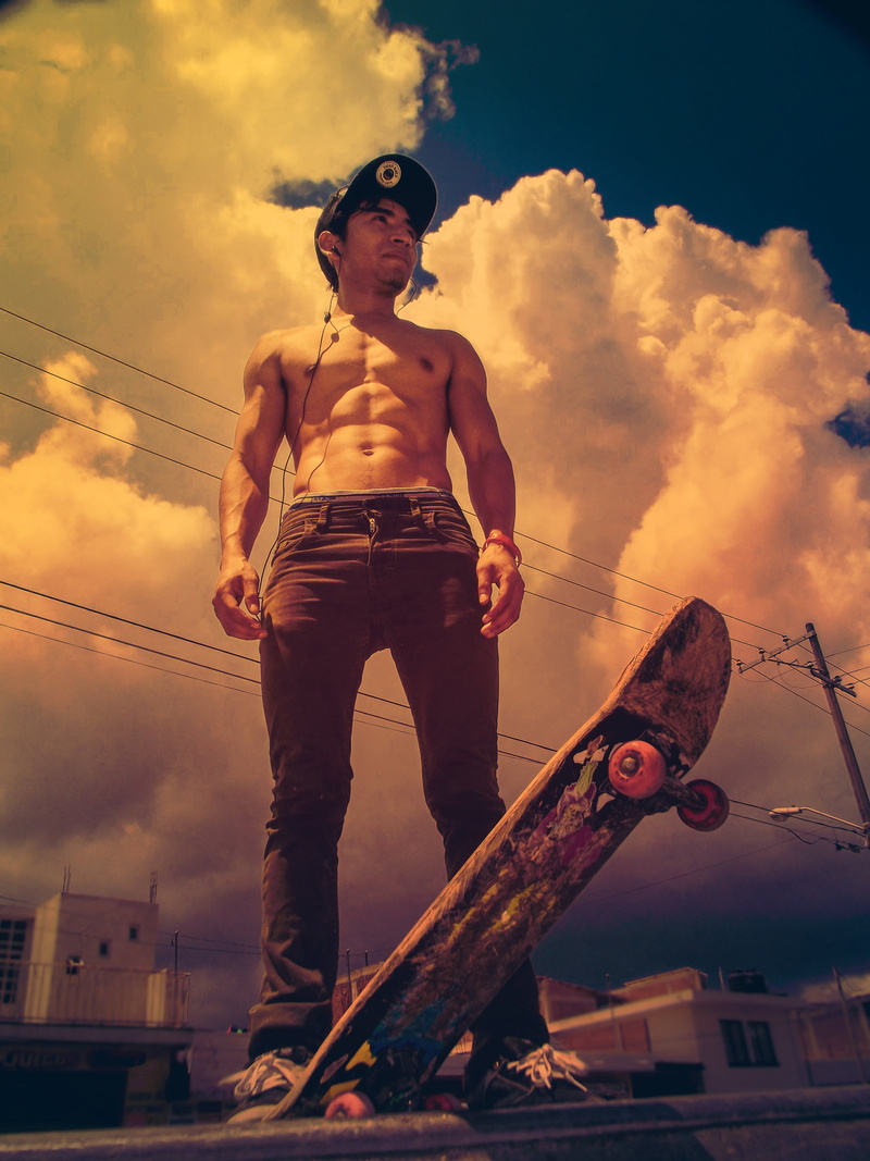 jeans, modern, skateboard, screen saver, manual Worker, young adult, glasses, real people, front view, nature, fashion, one Person, day, clouds, photography