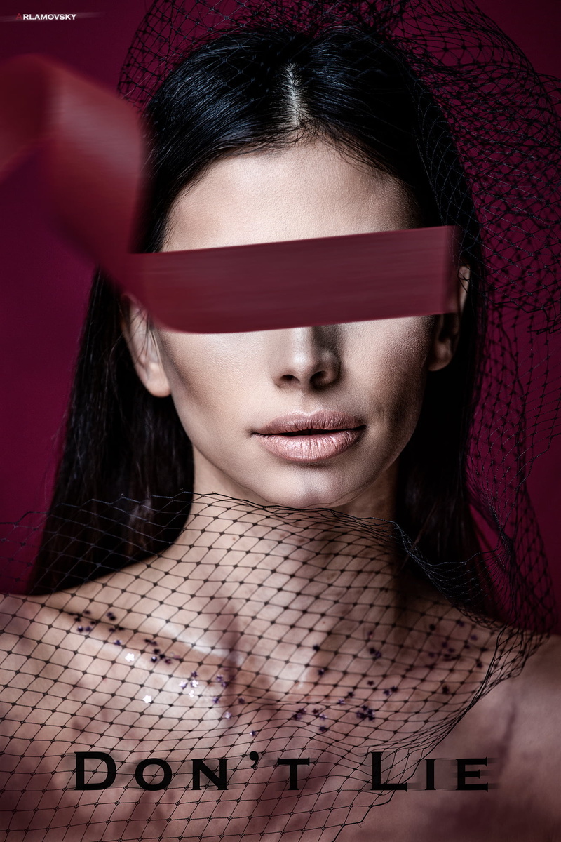 lips, Photoshop, text, poster, red background, women, retouching, eyes, women indoors, 1080P, tape, hair, arlamovsky