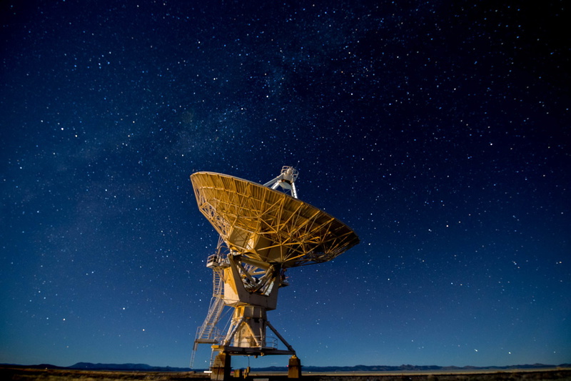 stars, 1080P, United States, Very Large Array, antenna, silhouette, space, New Mexico, The Milky Way, hills