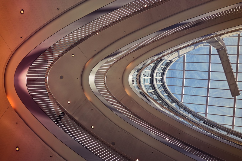 day, sky, architecture, window, building, office building, düsseldorf, design, shape, inside, ceiling, skylight, work, pattern, office, skyscraper, metal