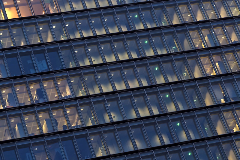low angle view, no people, architecture, lichtspiel, window, built structure, facade, pattern, glass window, glass - material, light, night, outdoors, evening