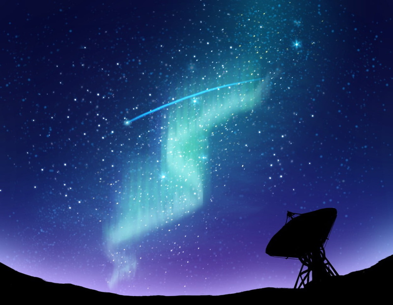 space, infinity, stars, borealis, milky way, blue, astronomy, star - space, sky, night, no people, 480P, long exposure, antenna, nature, aurora, technology
