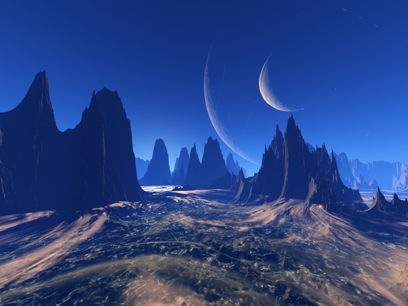 formation, planet, mountains, rock, mountain, 2K, environment, scenics - nature, bedrock, sky, solid, art, idyllic, landscape, nature, blue, space, mountain peak
