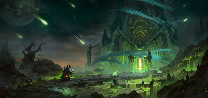 green color, built structure, outdoors, poster, 1080P, people, beauty in nature, space, environment, adult, land, standing, World of Warcraft, illuminated