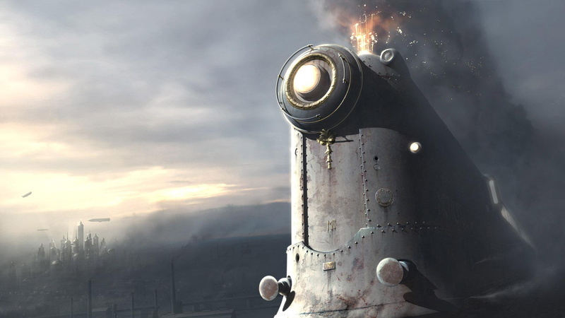 steam, 1080P, train, 1920x1080, fantasy, steampunk, gray, locomotive