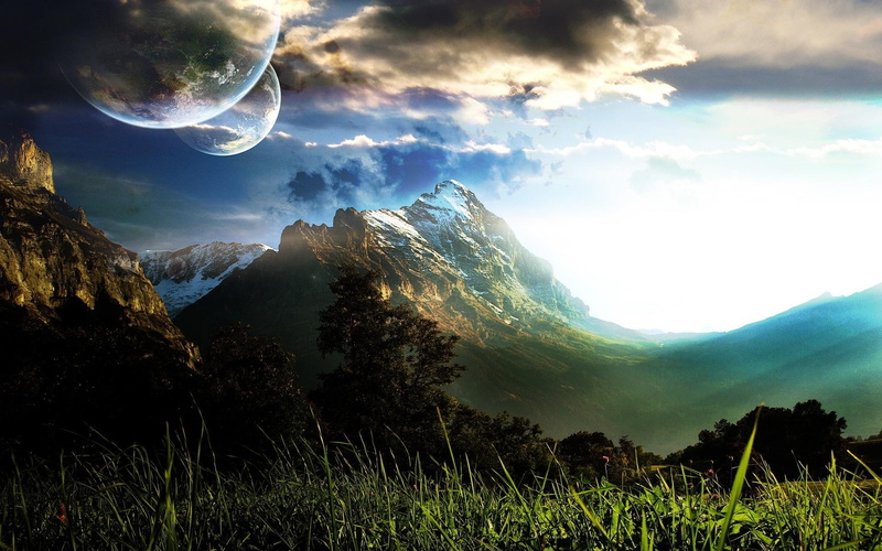Other, 1080P, twin, moons, beautiful, Nature, twin moons