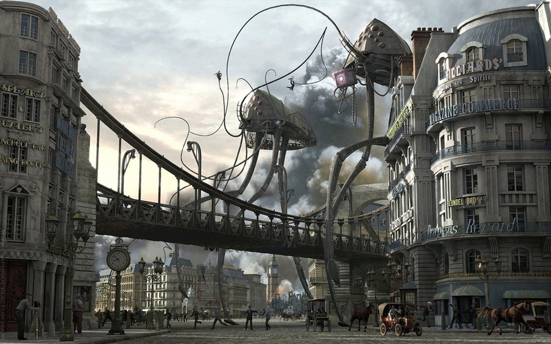 War Of The Worlds, Big Ben, London, war, city, Aliens, digital art, 1080P