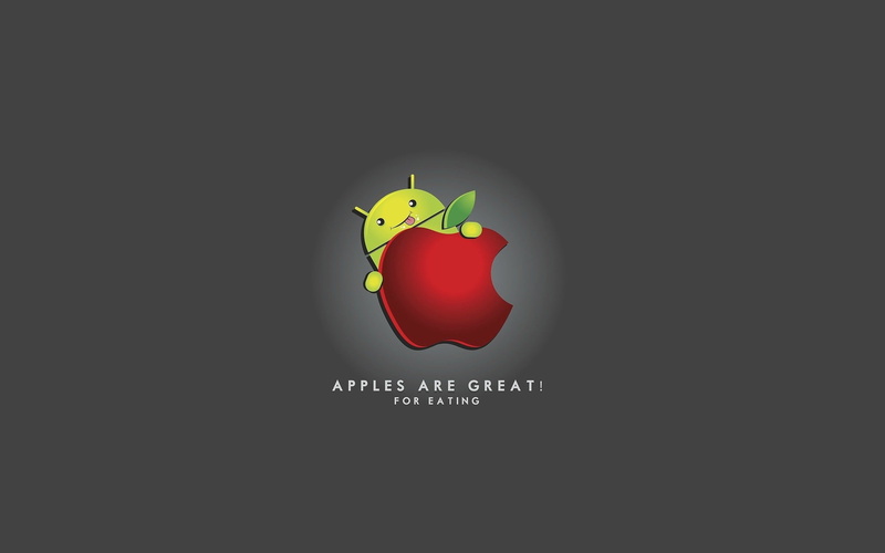 apple, funny, apple logo, android, logo apple, 1080P, android logo