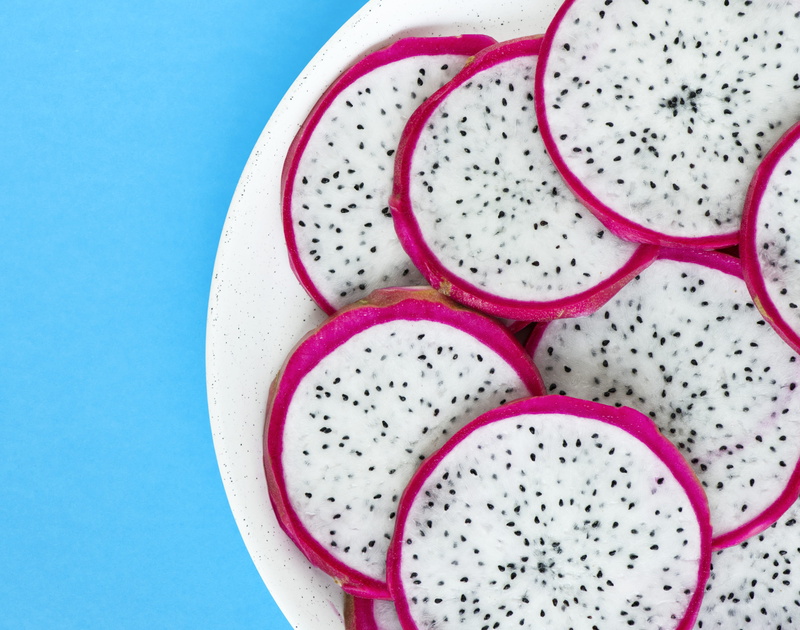 ripe, sweet, blue, food, fruit, seeds, eat, organic, slice, pink color, healthy, diet, juicy, dragon, macro, illustration, refreshment, blue background