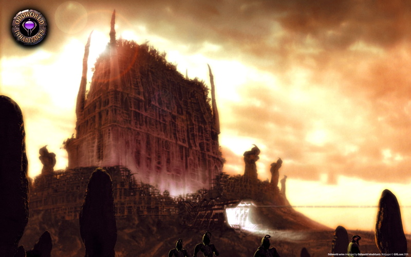 Oddworld: Abes Oddysee, men, architecture, sky, leisure activity, building exterior, the past, Oddworld, crowd, adult, video games, cloud - sky, nature