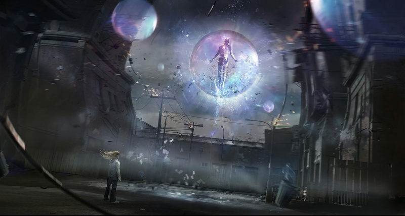 magic, digital art, urban, fictional creatures, people, floating, concept art, portrait, creature, sphere, digital, dark, architecture, atmosphere, 2K
