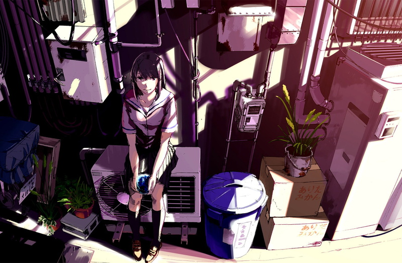 720P, uniform, 1761x1152, anime girls, school, home, school uniform, anime, girls, sitting