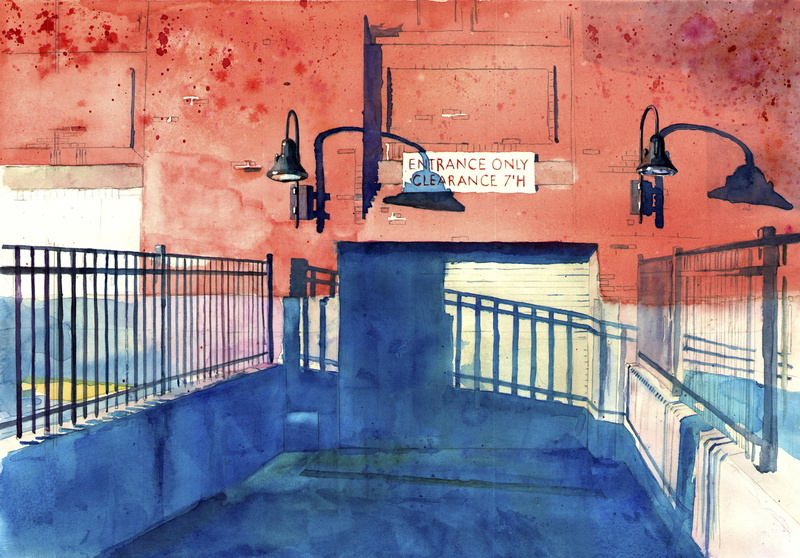 building, artwork, watercolor, 5K, Traditional Artwork, red