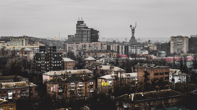 no people, 4K, residential district, tourism, cityscape, architecture, high angle view, kyiv, city, building exterior, black, settlement, built structure