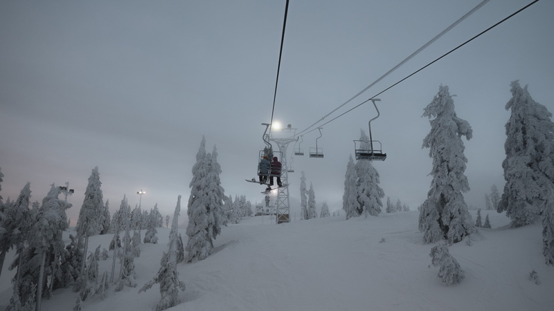snowcapped mountain, transportation, plant, cable car, person, fir, cable, slope, scenics - nature, environment, sunset, no people, travel, nature, snowboarding