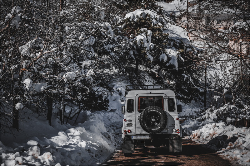 day, land vehicle, tree, transportation, winter, train, snow. jeep. cristmas. white. winter, cold temperature, person, beauty in nature, 5K, nature, no people