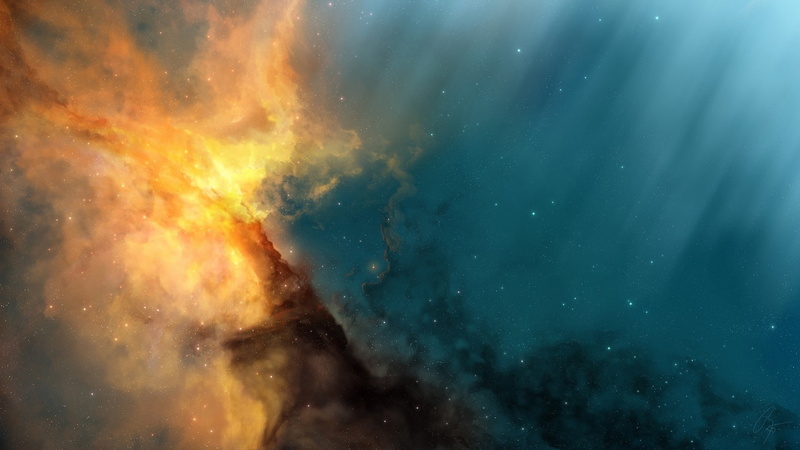 night, cloud - sky, mystery, sky, blue, star - space, outdoors, majestic, space, galaxy, cosmos, digital art, luminosity, yellow, 1080P, glowing