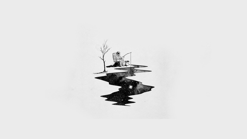 area, person, crack, illustration, river, astronaut, funny, fishing, 1920x1080, cosmos, 1080P
